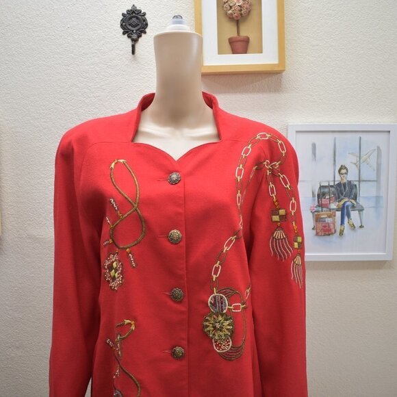 Anne French Couture Wool Embroidered/beade… - Picture 2 of 10